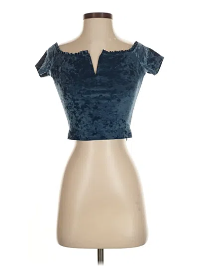Pre-owned Aéropostale Short Sleeve Top Teal Sweetheart Neckline Tops In Blue