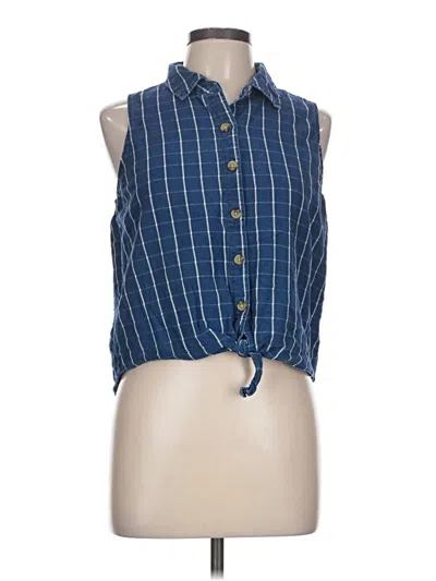 Pre-owned Aéropostale Sleeveless Button Down Shirt In Blue