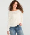 Aéropostale Slouchy Pointelle Star Slash-neck Sweater In White