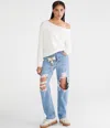 Aéropostale Slouchy Slash-neck Sweater In White