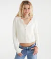 Aéropostale Solid Crew Cardigan In White