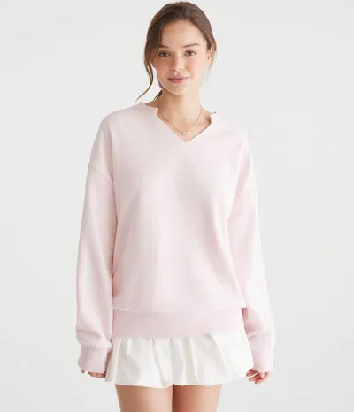 Aéropostale Solid Notch-neck Sweatshirt In Pink