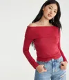 Aéropostale Solid Off-the-shoulder Sweater In Red