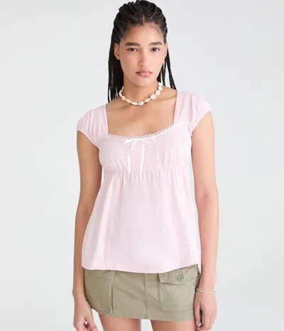 Aéropostale Solid Scoop-neck Babydoll Tee In Pink