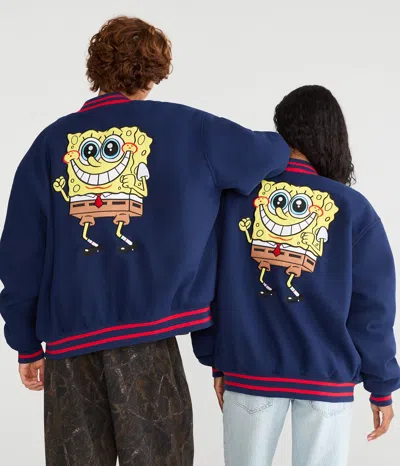 Aéropostale Spongebob X Faux Wool Bomber Jacket In Blue