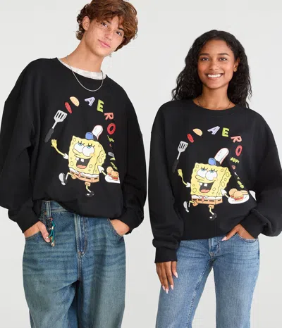 Aéropostale Spongebob X Krabby Patty Crew Sweatshirt In Black