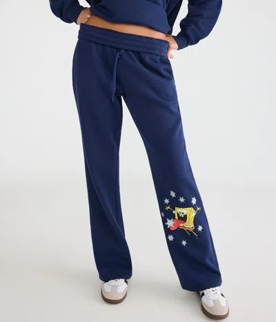 Aéropostale Spongebob X Snowflakes Straight Leg Sweatpants In Blue