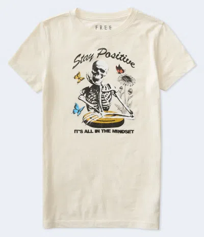 Aéropostale Stay Positive Skeleton Graphic Tee In Multi