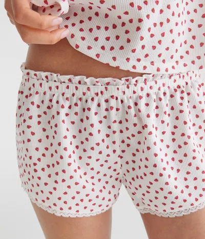Aéropostale Strawberry Low-rise Waffle Sleep Shorts In White