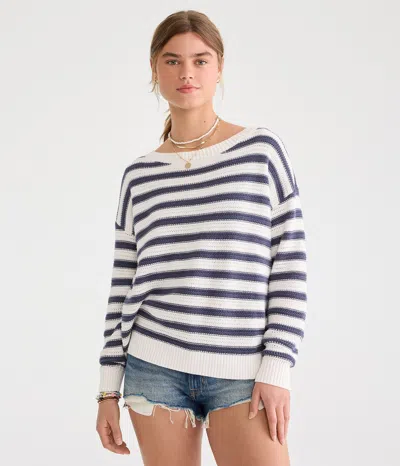 Aéropostale Striped Slouchy Crew Sweater In Multi