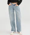 Aéropostale Super Low-rise Baggy Wide Leg Embossed Jean In Blue