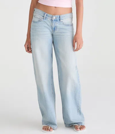 Aéropostale Super Low-rise Baggy Wide Leg Sun Pocket Jean In Blue