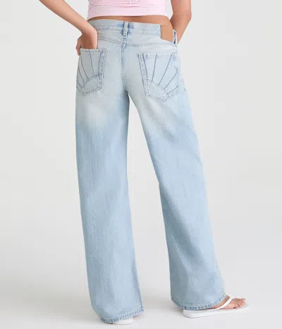 Aéropostale Super Low-rise Baggy Wide Leg Sun Pocket Jean In Blue