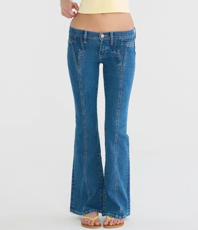 Aéropostale Super Low-rise Flare Lightning Bolt Jean In Blue