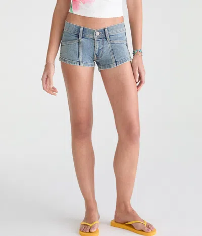 Aéropostale Super Low-rise Micro Denim Shorts In Blue