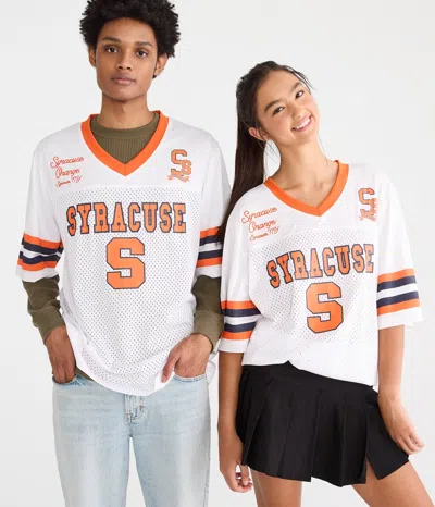 Aéropostale Syracuse Orange Mesh Top In White