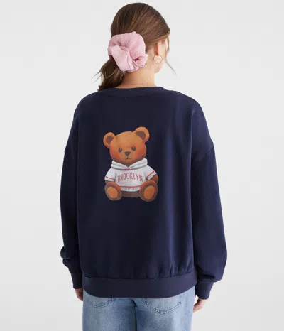 Aéropostale Teddy Bear Notch-neck Sweatshirt In Blue