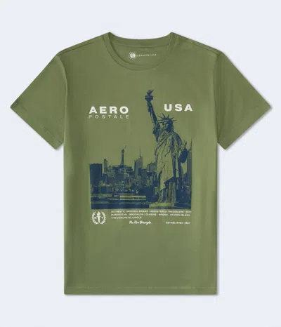 Aéropostale Usa Statue Of Liberty Graphic Tee In Green