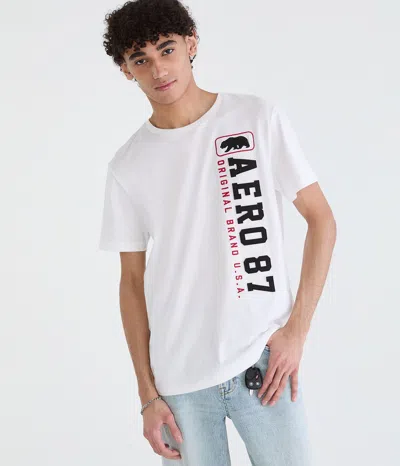 Aéropostale Vertical 87 Bear Appliqué Graphic Tee In White