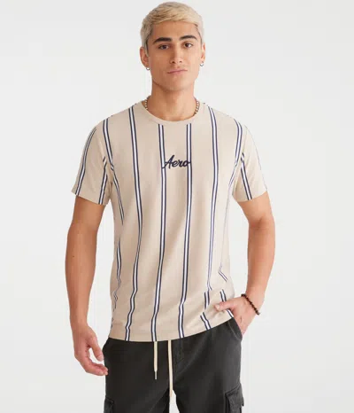 Aéropostale Vertical Stripe Graphic Tee In Neutral