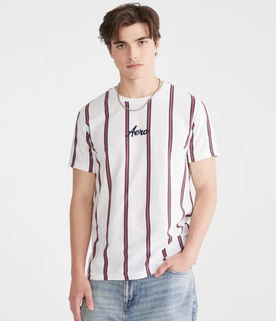 Aéropostale Vertical Stripe Graphic Tee In White