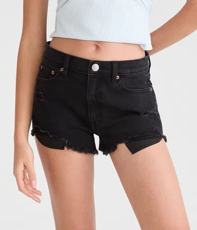Aéropostale Vintage High-rise Denim Shorty Shorts In Black