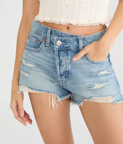 Aéropostale Vintage High-rise Denim Shorty Shorts In Blue