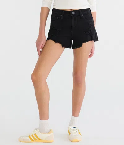 Aéropostale Vintage High-rise Denim Shorty Shorts In Black