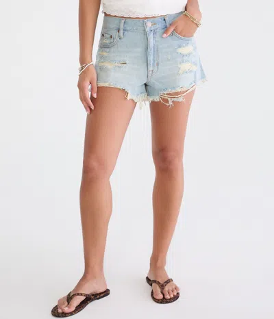 Aéropostale Vintage High-rise Denim Shorty Shorts In Blue