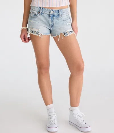 Aéropostale Vintage Low-rise Denim Shorty Shorts In Blue