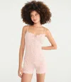 Aéropostale Waffle Knit Sleep Romper In Pink