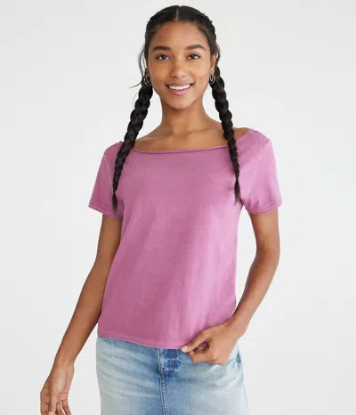Aéropostale Washed Off-the-shoulder Vintage Fit Crew Tee In Multi