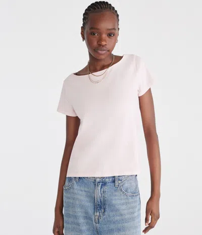 Aéropostale Washed Off-the-shoulder Vintage Fit Crew Tee In Pink