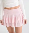 Aéropostale Thin Stripe Knit Ruffle Skort In Pink