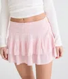 Aéropostale Thin Stripe Knit Ruffle Skort In Pink