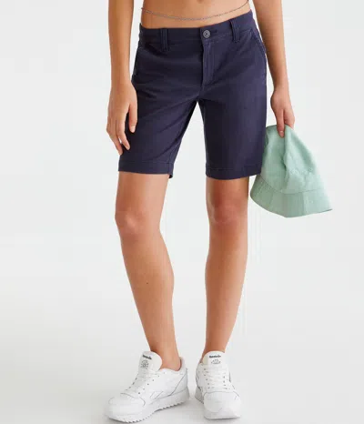 Aéropostale Women's Solid Uniform Bermuda Shorts*** Black In Blue