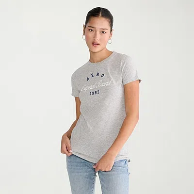 Aéropostale Womens Crew Neck Short Sleeve Classic Fit Graphic T-shirt In Gray