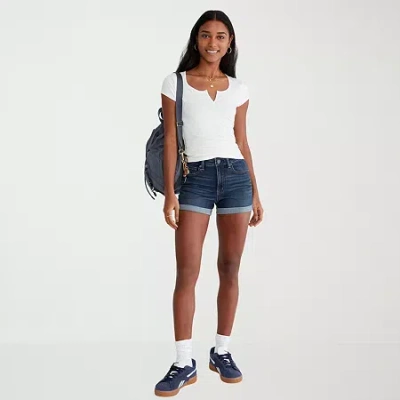 Aéropostale Womens High Rise Juniors Denim Short In Blue