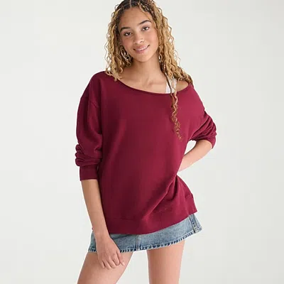 Aéropostale Womens Juniors Asymmetrical Neck Long Sleeve Sweatshirt In Red
