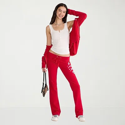 Aéropostale Womens Juniors Bootcut Low Rise Fleece Sweatpant In Red