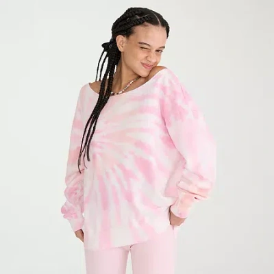 Aéropostale Womens Juniors Crew Neck Long Sleeve Sweatshirt In Pink