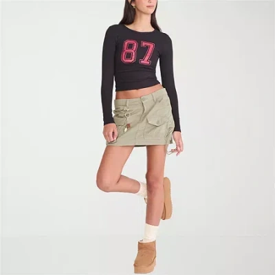 Aéropostale Womens Juniors Crew Neck Long Sleeve T-shirt In Black