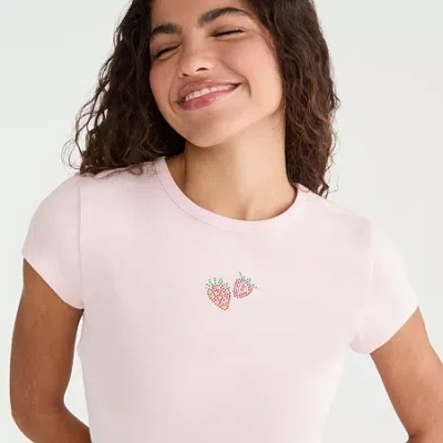 Aéropostale Womens Juniors Crew Neck Short Sleeve Graphic T-shirt In Pink