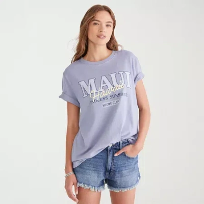 Aéropostale Womens Juniors Crew Neck Short Sleeve Oversized Graphic T-shirt In Blue