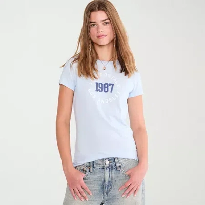 Aéropostale Womens Juniors Crew Neck Short Sleeve Regular Fit Graphic T-shirt In Blue