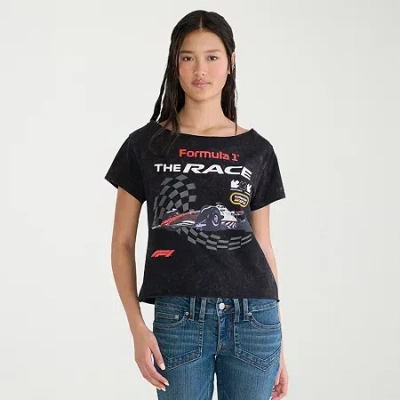 Aéropostale Womens Juniors Crew Neck Short Sleeve Regular Fit Graphic T-shirt In Black