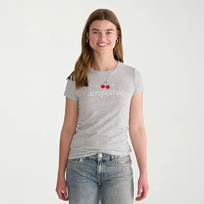 Aéropostale Womens Juniors Crew Neck Short Sleeve Regular Fit Graphic T-shirt In Gray