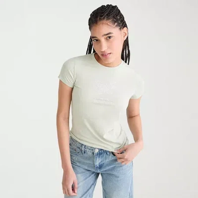Aéropostale Womens Juniors Crew Neck Short Sleeve Regular Fit Graphic T-shirt In Green