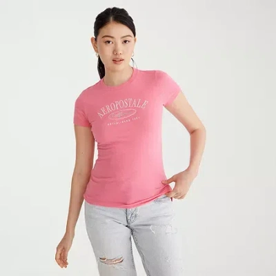 Aéropostale Womens Juniors Crew Neck Short Sleeve Regular Fit Graphic T-shirt In Pink