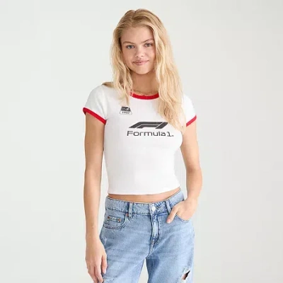 Aéropostale Womens Juniors Crew Neck Short Sleeve Regular Fit Graphic T-shirt In White